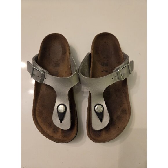 Birkenstock Other - BIRKENSTOCK Youth Girls Gizeh Thong Birko-Flor Sandals Silver 30 Size US 12 12.5